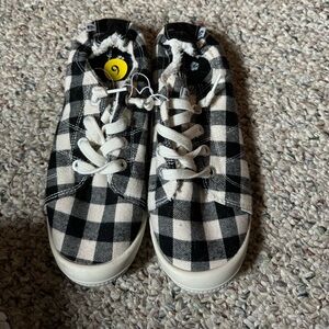 Never Worn. Size 9 Checkered Pull-On Shoes